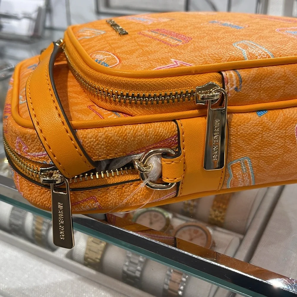 MICHAEL KORS Jet Set Md Printed Signature Logo Crossbody NS CHAIN XBODY Flight - Picture 7 of 16